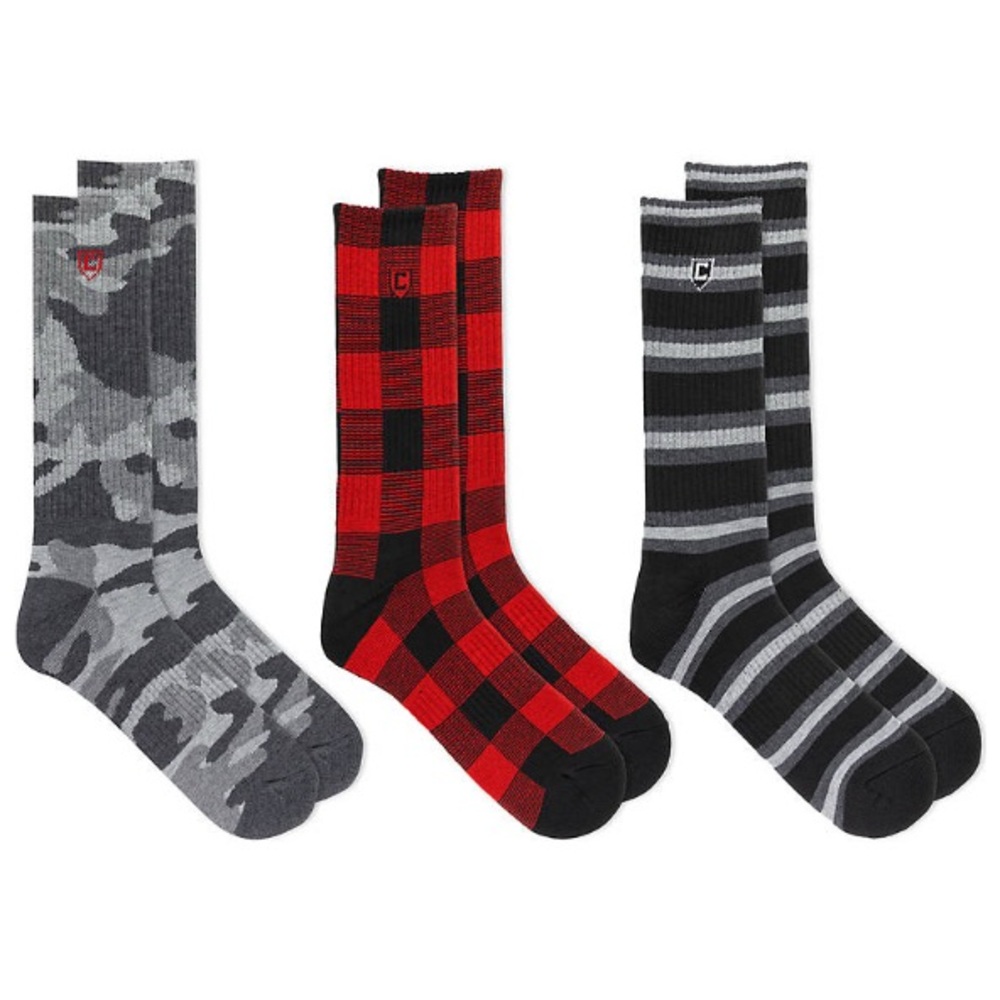 Chaps Camo Buffalo Plaid Men’s Crew Socks 3-pack